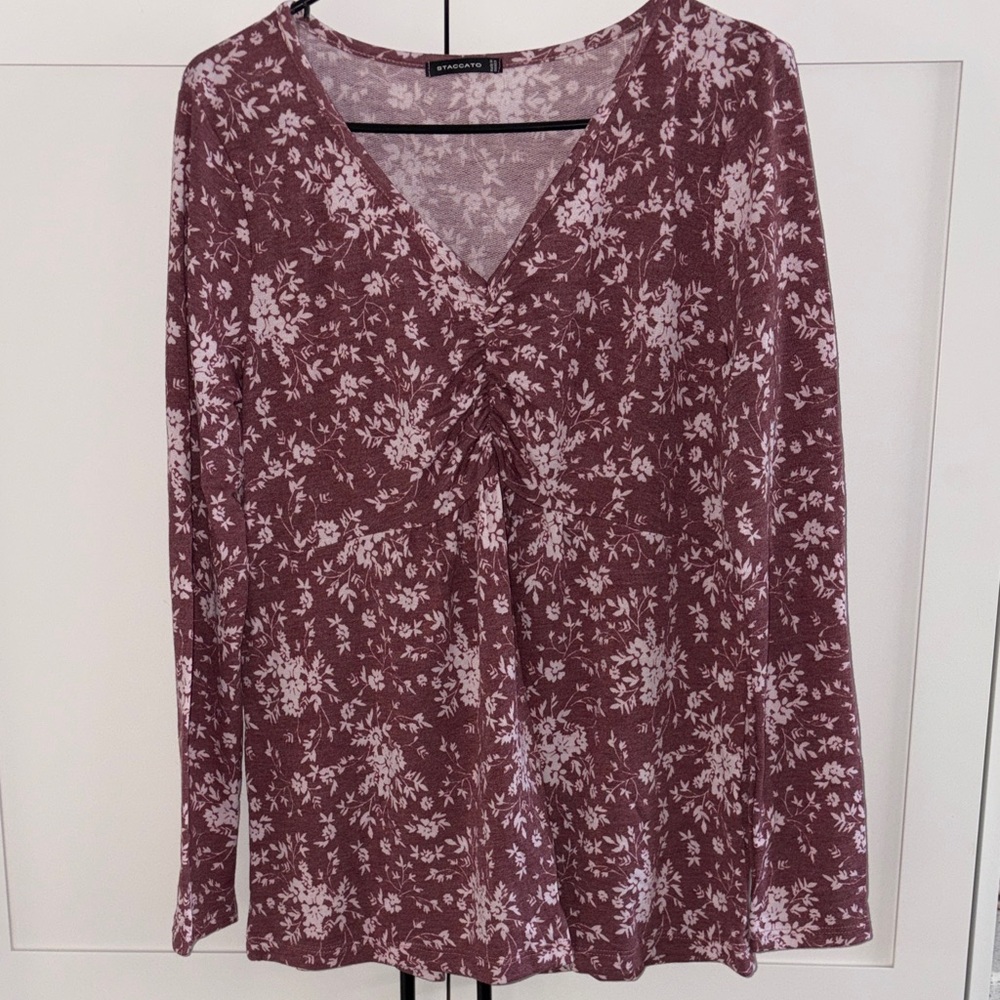 NEW! Staccato Maroon Floral Long Sleeve Top
